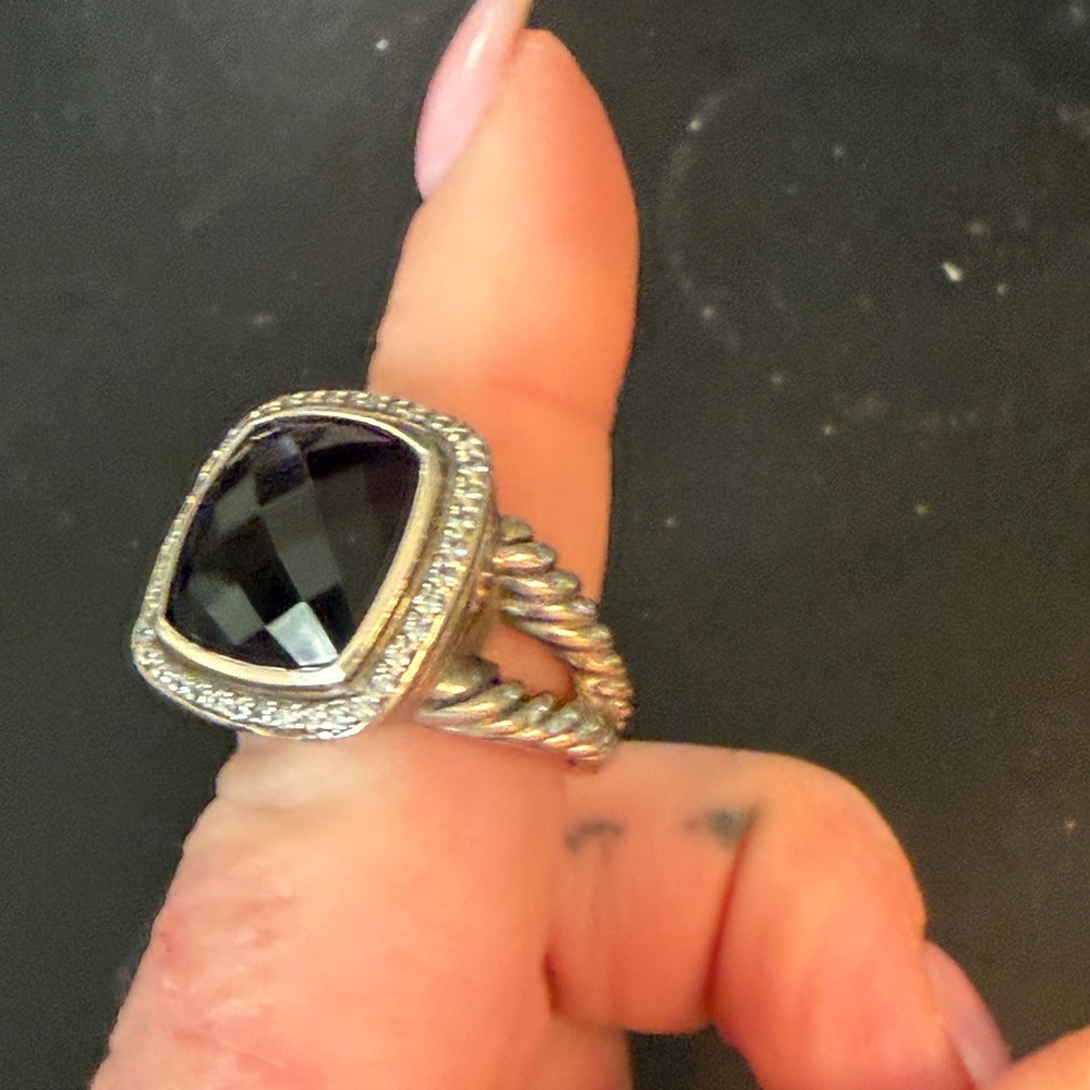 David Yurman Large Albion Ring 20mm Deep Purple Amethyst w/ Diamonds